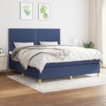 vidaXL Sommier à lattes de lit avec matelas Bleu 180x200 cm Tissu