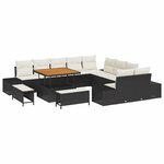 vidaXL Ensemble de canapé de jardin 13 Pièces Noir Poly rotin