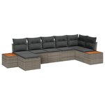 vidaXL Ensemble de canapé de jardin avec coussin 7 Pièces Gris Poly rotin