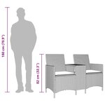 vidaXL Canapé de jardin 2 places avec table et coussins résine tressée