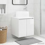 vidaXL Vanité de lavabo mural Blanc brillant 49 5 x 44 5 x 66 cm
