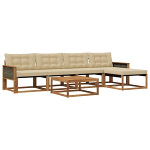 vidaXL Ensemble de canapés d'extérieur 6 Pièces Naturel et Beige