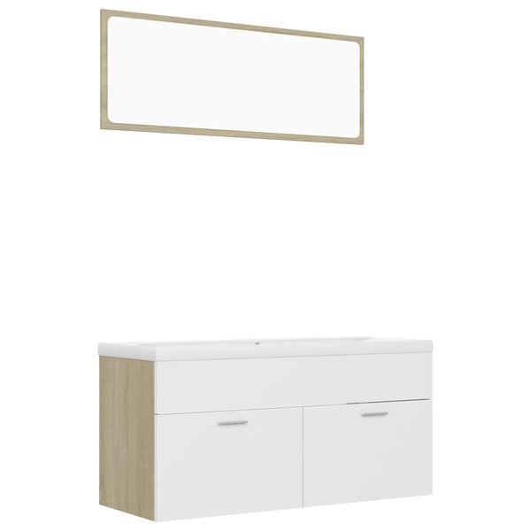 vidaXL Ensemble de meubles de bain Blanc et chêne sonoma Aggloméré