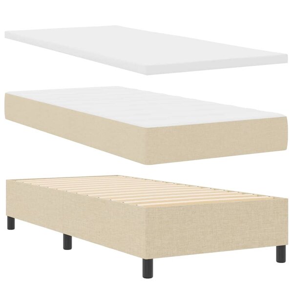 vidaXL Lit à ressorts avec matelas Crème 100 x 200 cm tissu