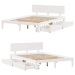 vidaXL Cadre de lit avec tiroirs sans matelas blanc 120x190 cm