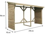 Abri bûches - 2.5 m² - 2.78 x 0.90 x 1.85 m- 5 Stères