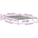 vidaXL Cadre de Lit Blanc 140x190 cm en Pin Massif