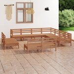 vidaXL Salon de jardin 11 Pièces Bois de pin massif Marron miel