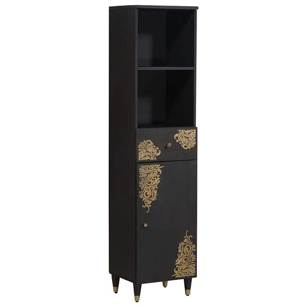 vidaXL Armoire de salle de bain avec tiroir Noir 38 x 33 x 160 cm