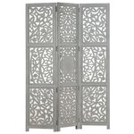 vidaXL Cloison de séparation 3 panneaux Gris 120x165 cm Bois manguier