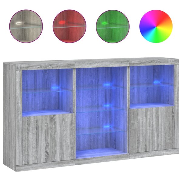 vidaXL Buffet avec lumières LED sonoma gris 181 5x37x100 cm