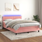 vidaXL Sommier à lattes de lit avec matelas et LED Rose 140x190 cm