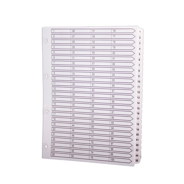 Intercalaires Imprimés À Touches Plastifiées - 100 Touches 1 À 100 - A4 - Blanc - Exacompta