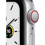 Apple Watch SE GPS + Cellular, 40mm Boîtier en Aluminium Argent avec Bracelet Sport Bleu Intense