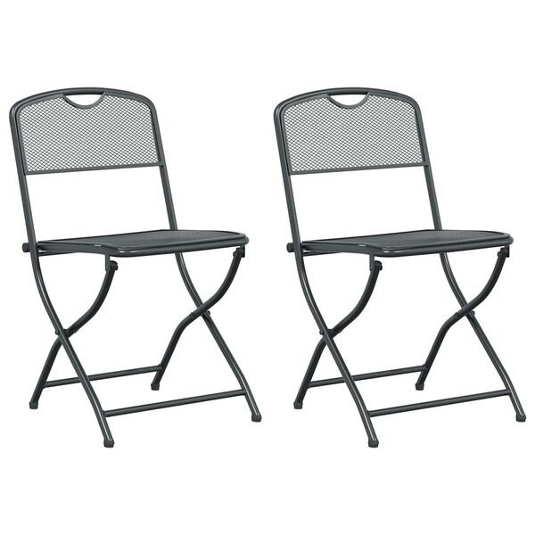 vidaXL Chaises de jardin 2 Pièces Anthracite 52 5 x 46 x 82 cm Fer