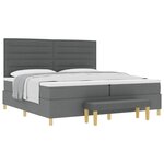 vidaXL Lit à ressorts avec matelas Gris foncé 200 x 200 cm tissu
