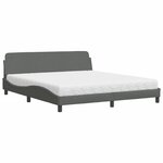 vidaXL Lit avec matelas gris foncé 180x200 cm tissu