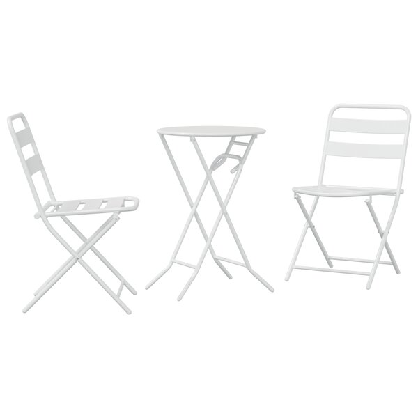 vidaXL Ensemble Bistro Pliable 3 Pièces Acier Blanc