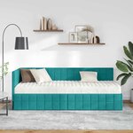 vidaXL Cadre de lit d'angle avec matelas 2 Pièces Turquoise Velours