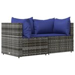 vidaXL Canapés d'angle de jardin et coussins 2 Pièces gris résine tressée