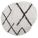 vidaXL Tapis shaggy à poils longs moderne crème et noir Ø 80 cm