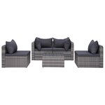 vidaXL Salon de jardin 8 Pièces avec coussins résine tressée gris