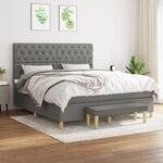 vidaXL Sommier à lattes de lit avec matelas Gris foncé 160x200cm Tissu