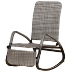 Rocking chair fauteuil à bascule style cosy dossier repose-pied réglable résine tressée imitation rotin gris