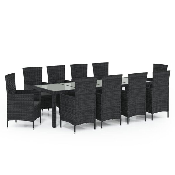 vidaXL Salon d'extérieur 11 Pièces avec coussins Résine tressée Noir