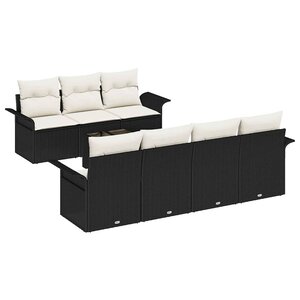 vidaXL Ensemble de canapé de jardin avec coussin 8 Pièces Noir et Crème