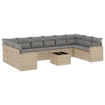vidaXL Salon de jardin 11 Pièces avec coussins beige résine tressée