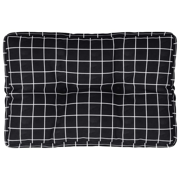 vidaXL Coussin de palette motif à carreaux noir 60x40x12 cm tissu