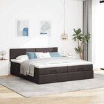 VidaXL Cadre de lit ottoman avec matelas marron foncé 180x200 cm tissu