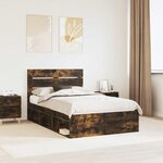 vidaXL Cadre de lit Chêne fumé 120 x 190 cm Bois de pin massif