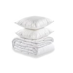 Matelas mousse ferme 140 x 190 14 cm + Sommier + Couette + 2 oreillers 60 x 60 cm
