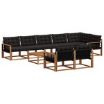 vidaXL Ensemble de canapés d'extérieur 9 Pièces Naturel et Noir