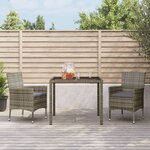 vidaXL Ensemble à manger de jardin 3 Pièces coussins gris résine tressée