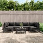 vidaXL Salon de jardin 7 Pièces avec coussins anthracite acier