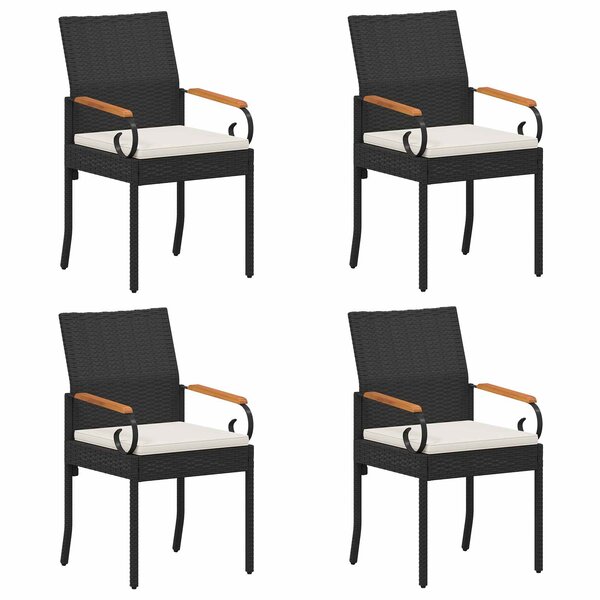 vidaXL Chaises de jardin avec coussin 4 Pièces Noir et blanc crème