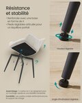 Chaise de salle à manger fauteuil siège rembourrée avec accoudoirs largeur d’assise 49 cm pieds en métal revêtement en velours charge 110 kg pour salon chambre gris 12_0004913