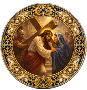Monnaie MARY MEETS JESUS ON THE WAY TO CALVARY Seven Sorrows of Mary 1 Oz Argent 1$ USA 2026 (PRÉCOMMANDE)