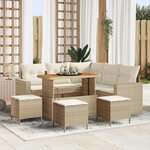 vidaXL Ensemble de canapé de jardin 9 Pièces Beige polyrotin