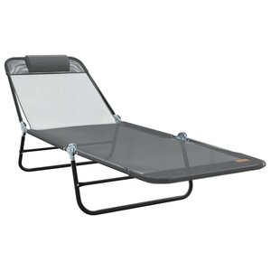vidaXL Chaise longue pliante Gris 182 x 55 x 85 5 cm Textilène