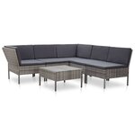 vidaXL Salon de jardin 6 Pièces avec coussins résine tressée gris