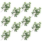 Vidaxl 10 pcs feuilles artificielles de ficus vert et blanc 65 cm