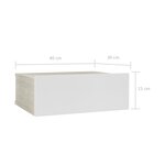 vidaXL Table de chevet flottante Blanc et chêne sonoma 40x30x15 cm