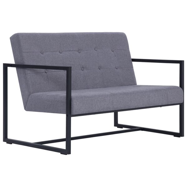 vidaXL Canapé-lit à 2 places avec accoudoirs gris clair acier et tissu