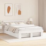 vidaXL Cadre de lit avec tiroir Blanc 140 x 200 cm Bois massif en pin