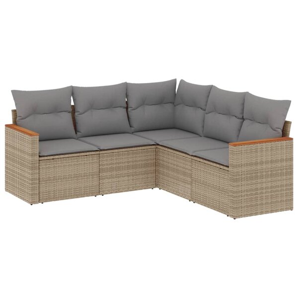 vidaXL Salon de jardin avec coussins 5Pièces mélange beige résine tressée