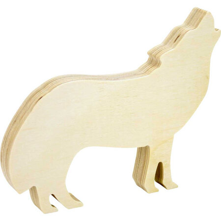 Loup en bois à poser déco de noël 15 cm